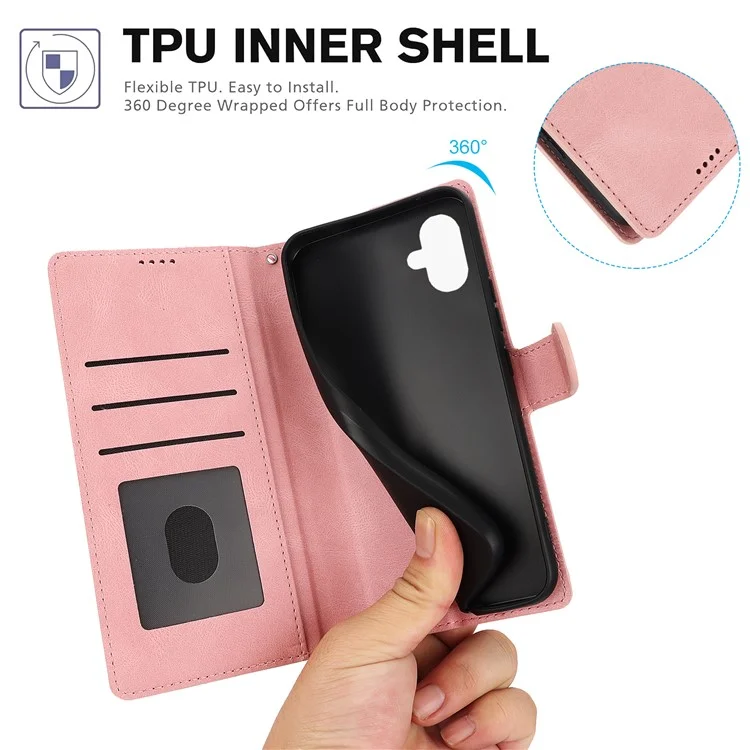 Para Samsung Galaxy A06 Caso PU Caminho de Couro Tampa Com Visualização de Stand Wallet Stand - Rosa