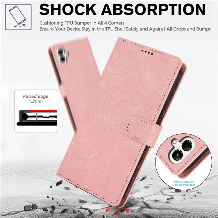 Para Samsung Galaxy A06 Caso PU Caminho de Couro Tampa Com Visualização de Stand Wallet Stand - Rosa