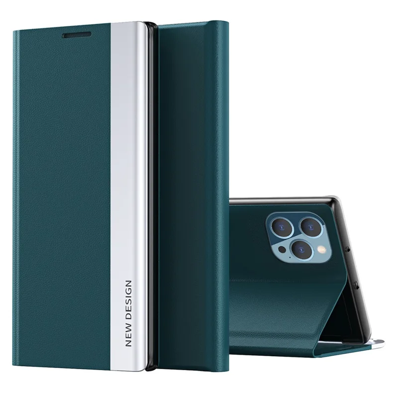 Voor iPhone 16 Pro hoesje Anti-val Lederen telefoonhoesje met standaard - Groen