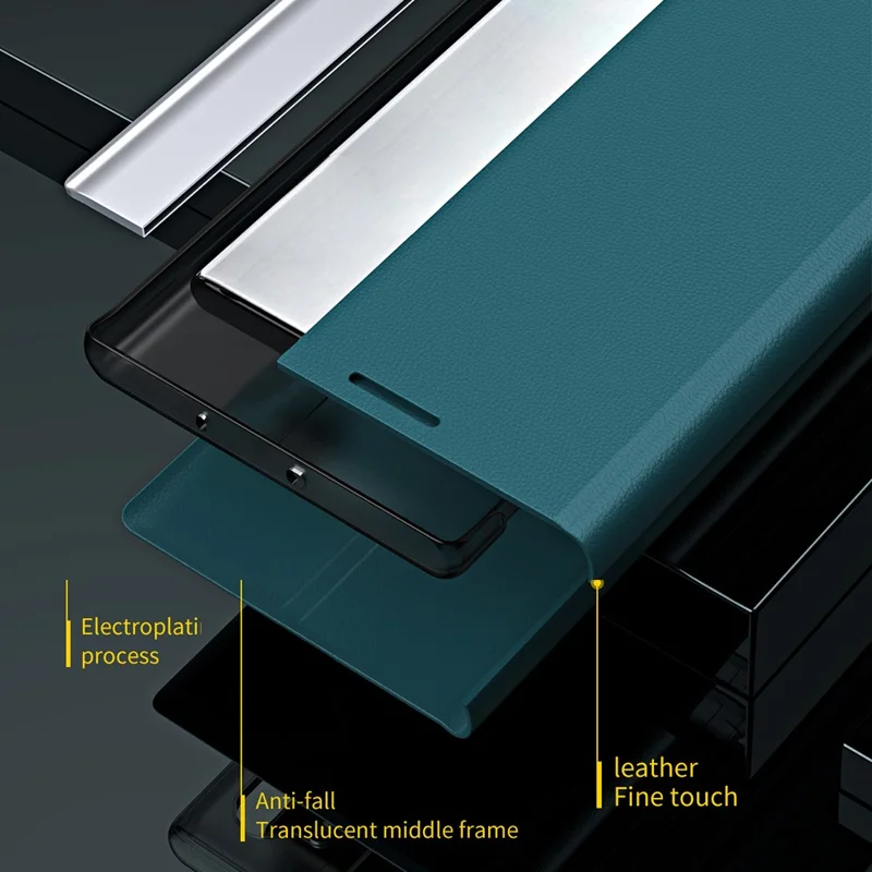 Voor iPhone 16 Pro hoesje Anti-val Lederen telefoonhoesje met standaard - Groen