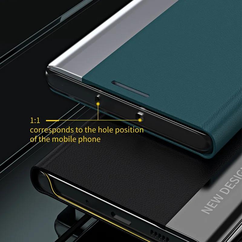 Voor iPhone 16 Pro hoesje Anti-val Lederen telefoonhoesje met standaard - Groen