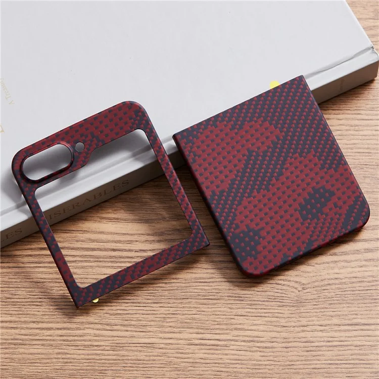 Для Samsung Galaxy Z Flip6 5G Case Carbon Carbon Fiber Texture Camouflage Red Aramid Fibre Phone Cope