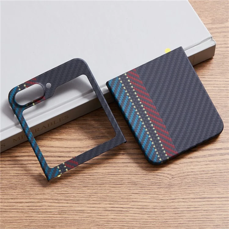 Для Samsung Galaxy Z Flip5 5g Case Care Carbon Fiber Цвет Текстуры Тканый Рисунок Aramid Fibre Phone Cover