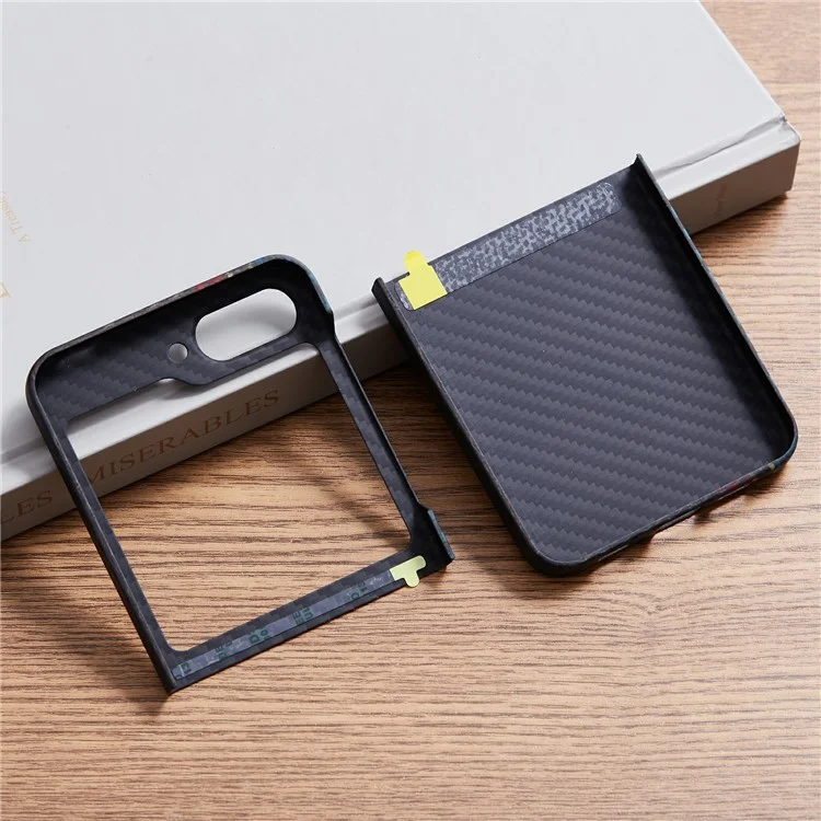 Для Samsung Galaxy Z Flip5 5g Case Care Carbon Fiber Цвет Текстуры Тканый Рисунок Aramid Fibre Phone Cover