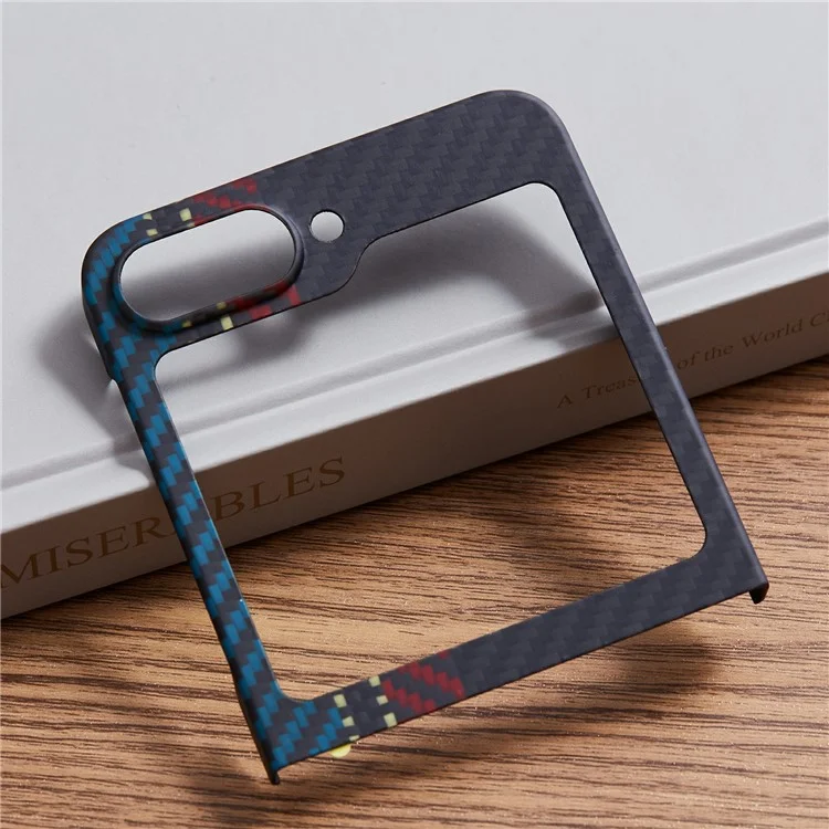 Для Samsung Galaxy Z Flip5 5g Case Care Carbon Fiber Цвет Текстуры Тканый Рисунок Aramid Fibre Phone Cover