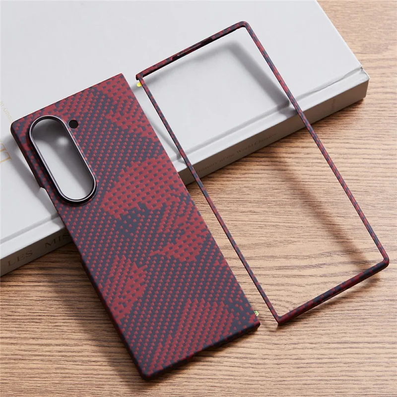 Pour Samsung Galaxy Z Fold6 Case 5G Compatible Avec le Camouade de Téléphonie de Fibre Aramide Rouge de Camouflage Magsafe