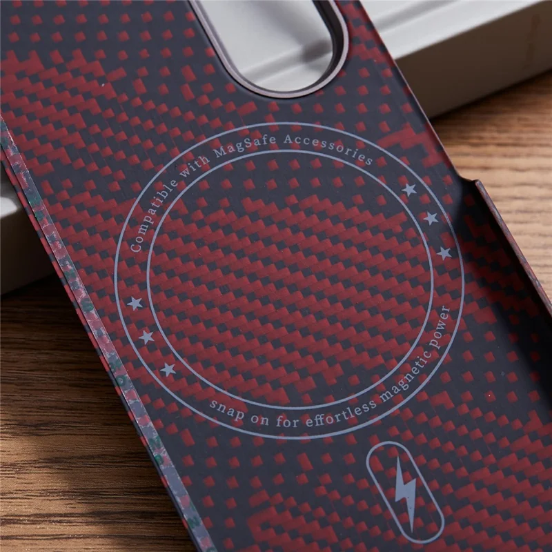 Pour Samsung Galaxy Z Fold6 Case 5G Compatible Avec le Camouade de Téléphonie de Fibre Aramide Rouge de Camouflage Magsafe