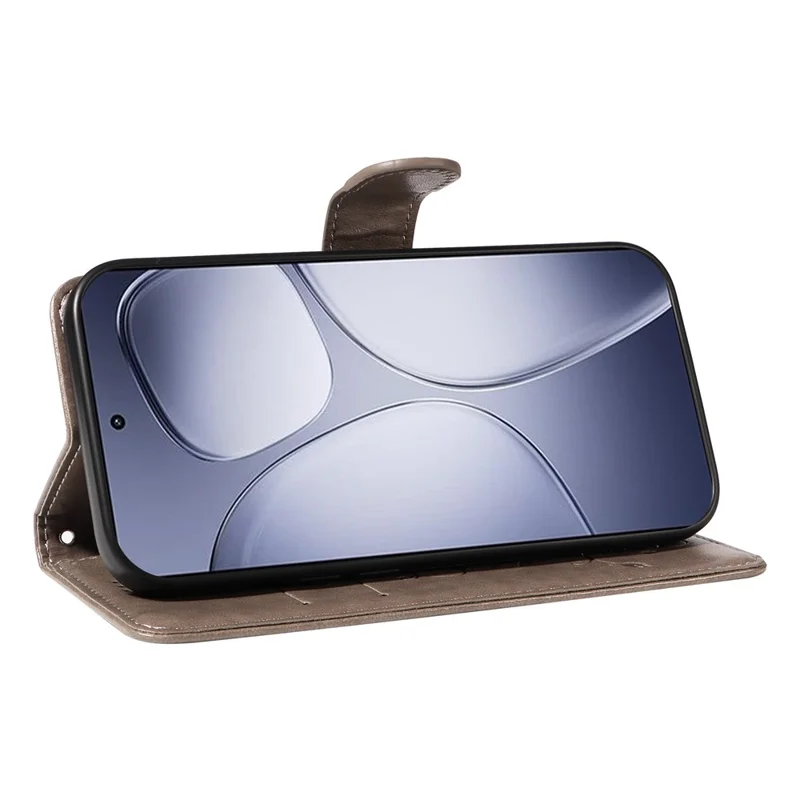 Folia z syntetycznej skóry PU do Xiaomi Redmi K70 Ultra z motywem kwiatów, etui portfelowe z funkcją podstawki i paskiem - Szary