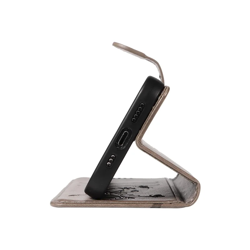 Folia z syntetycznej skóry PU do Xiaomi Redmi K70 Ultra z motywem kwiatów, etui portfelowe z funkcją podstawki i paskiem - Szary