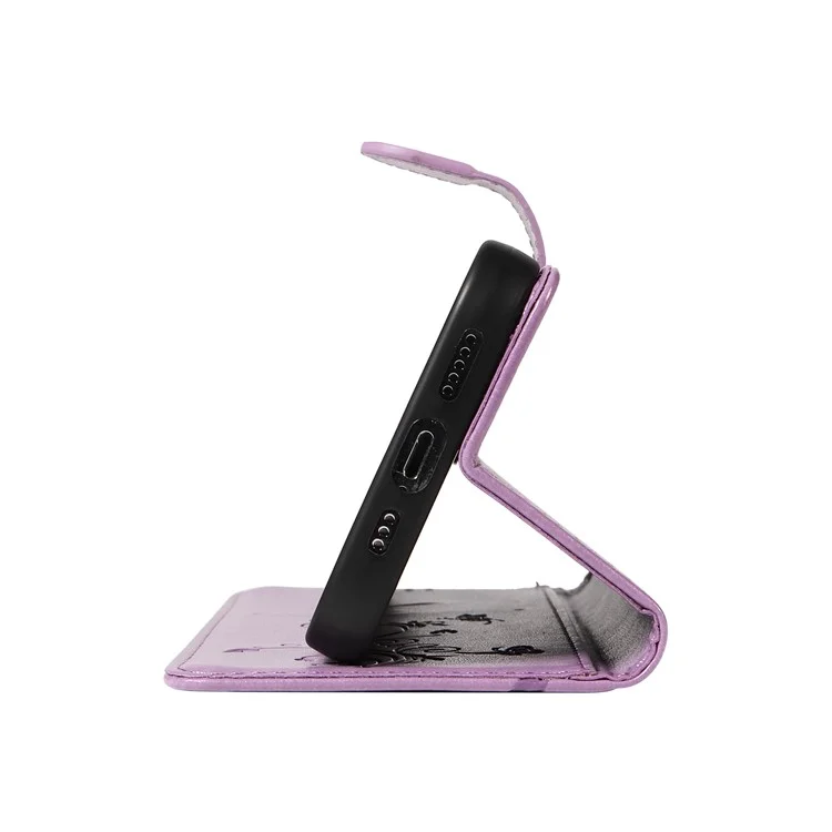 For Oppo A3 Pro (Global) 5G PU Leather Cases Flower Pattern Wallet Stand Phone Cover with Strap - Light Purple