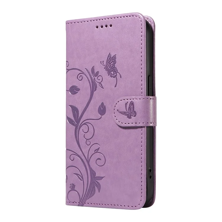 For Oppo A3 Pro (Global) 5G PU Leather Cases Flower Pattern Wallet Stand Phone Cover with Strap - Light Purple