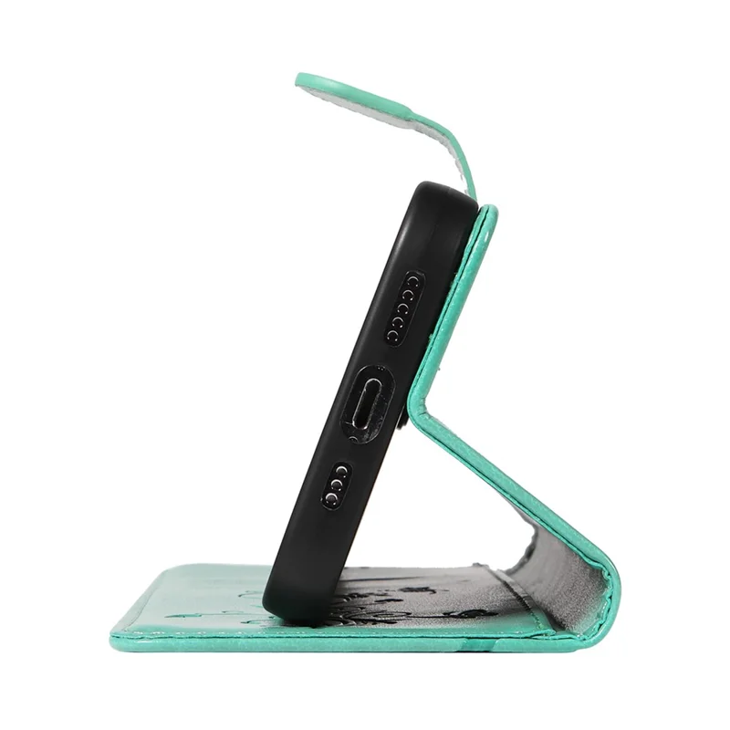 For Samsung Galaxy A07 4G / A06 5G / A06 4G PU Leather Cases Flower Pattern Wallet Stand Phone Cover with Strap - Green