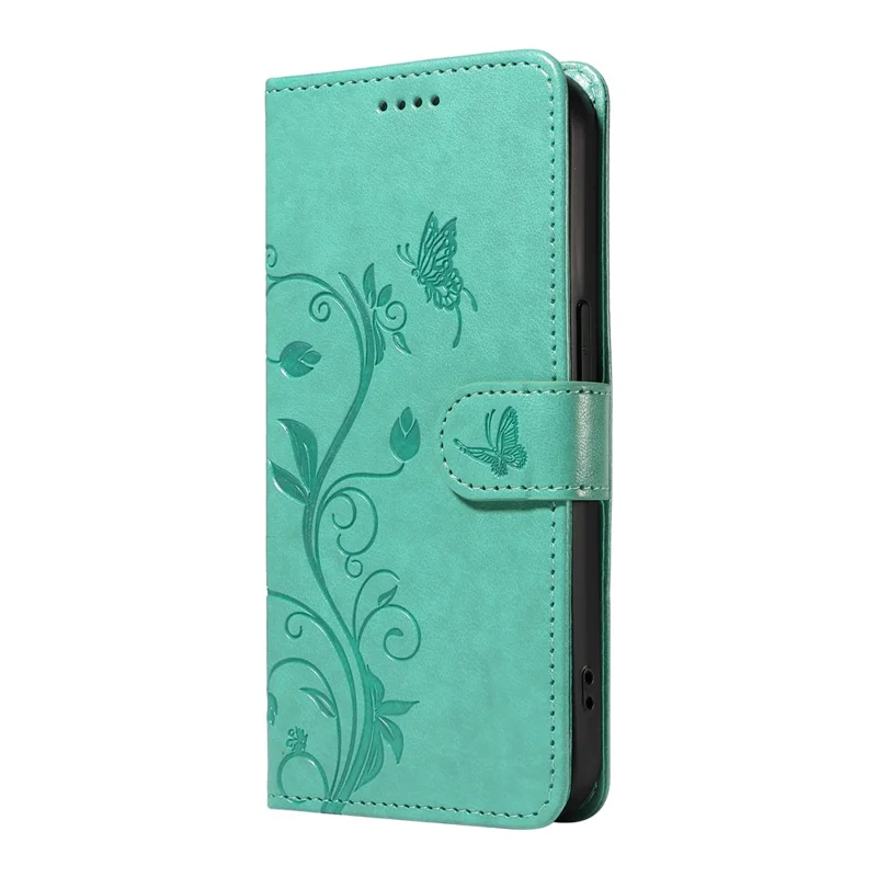 For Samsung Galaxy A07 4G / A06 5G / A06 4G PU Leather Cases Flower Pattern Wallet Stand Phone Cover with Strap - Green