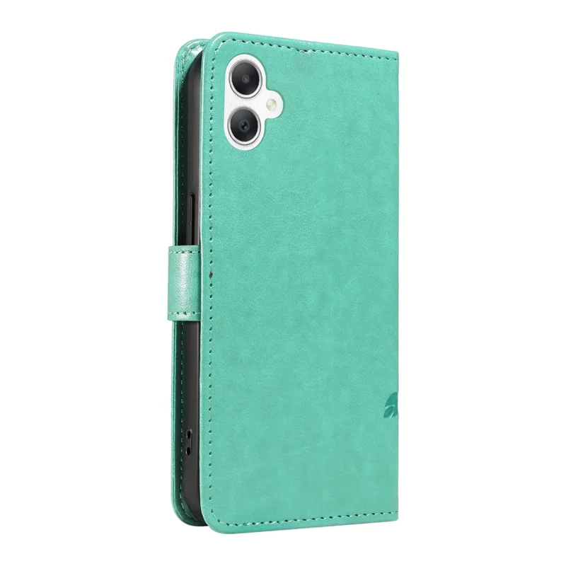 For Samsung Galaxy A07 4G / A06 5G / A06 4G PU Leather Cases Flower Pattern Wallet Stand Phone Cover with Strap - Green