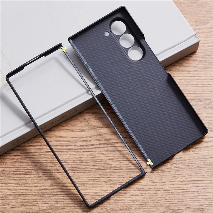 Pour Samsung Galaxy Z Fold6 Case 5G 600D Texture Fine Aramid Couverture Téléphone Fibre Coupe - Noir