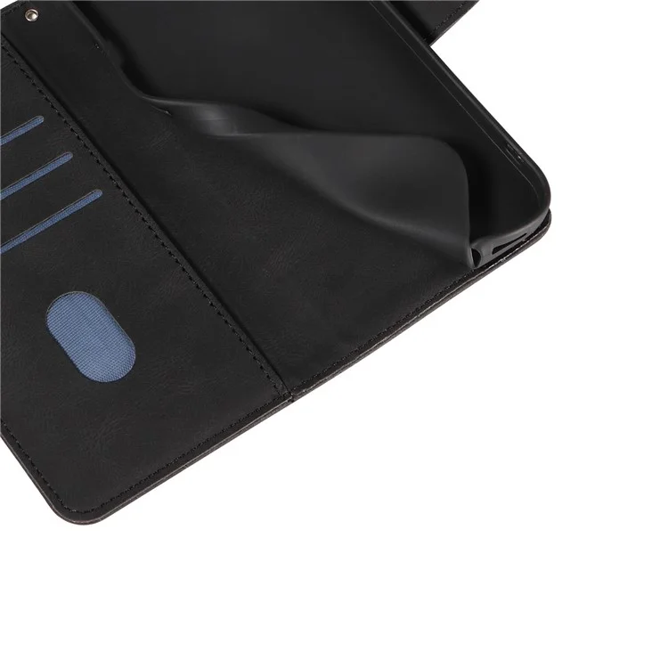 Für Oppo A3 Pro (Global) 5G Case Stand Wallet Leather Phone Cover Curved Line Wrist Strap - Schwarz