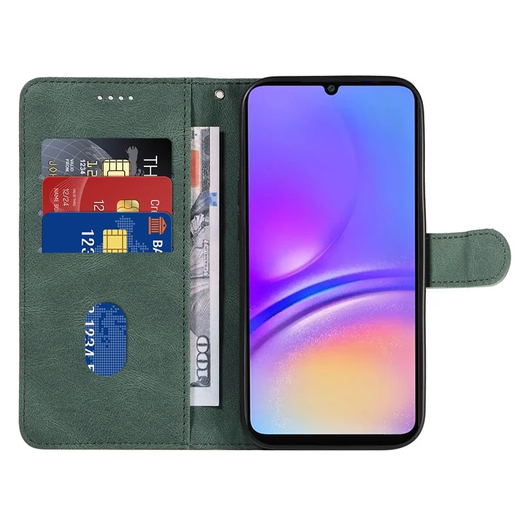 Для Samsung Galaxy A06 Case Stand Wallet Кожаная Крышка Телефонного Телефона Изогнутая Линия Запястья - Зеленый