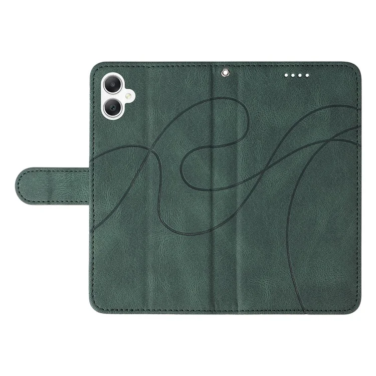 Для Samsung Galaxy A06 Case Stand Wallet Кожаная Крышка Телефонного Телефона Изогнутая Линия Запястья - Зеленый