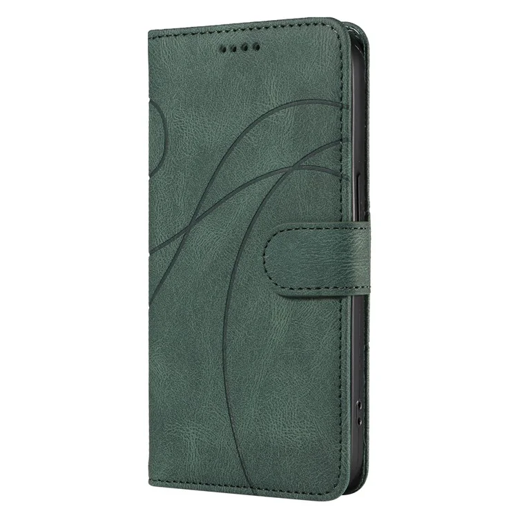 Для Samsung Galaxy A06 Case Stand Wallet Кожаная Крышка Телефонного Телефона Изогнутая Линия Запястья - Зеленый