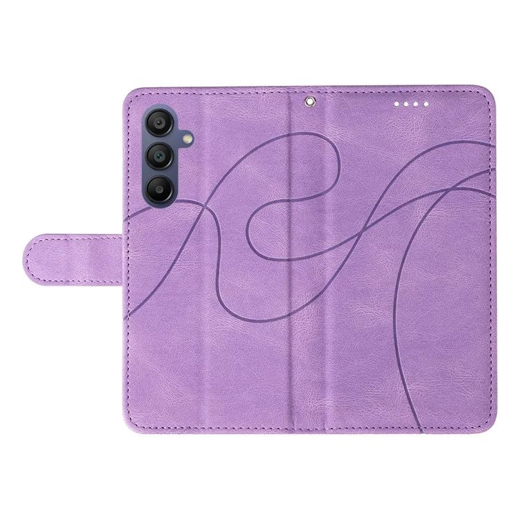 Для Samsung Galaxy A16 Case Stand Wallet Кожаная Крышка Телефонного Телефона Изогнутая Линейная Запястье Ремешок - Светло -фиолетовый