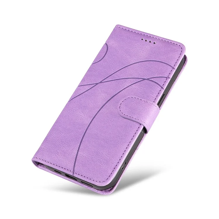 Для Samsung Galaxy A16 Case Stand Wallet Кожаная Крышка Телефонного Телефона Изогнутая Линейная Запястье Ремешок - Светло -фиолетовый