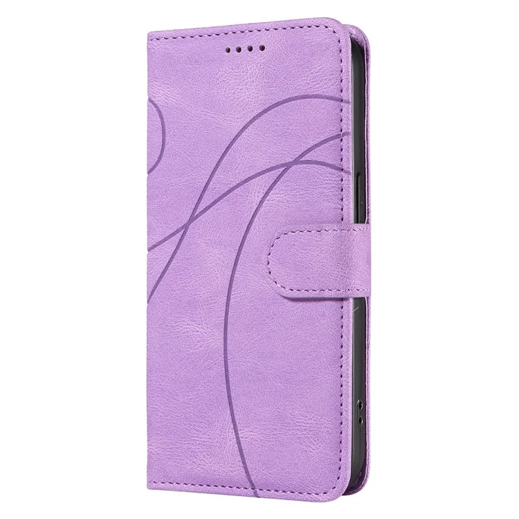 Для Samsung Galaxy A16 Case Stand Wallet Кожаная Крышка Телефонного Телефона Изогнутая Линейная Запястье Ремешок - Светло -фиолетовый