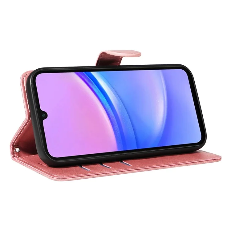 Per Samsung Galaxy A16 5G / A16 4G Case Flip Wallet T-Shape Lines Leather Phone Cover - Rose Gold