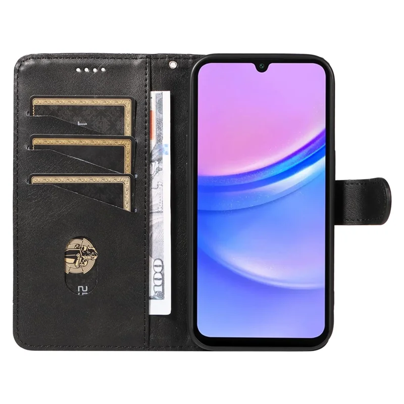 For Samsung Galaxy A17 5G / A17 4G / A26 5G / A16 5G / A16 4G Case Flip Wallet T-Shape Lines Leather Phone Cover - Black