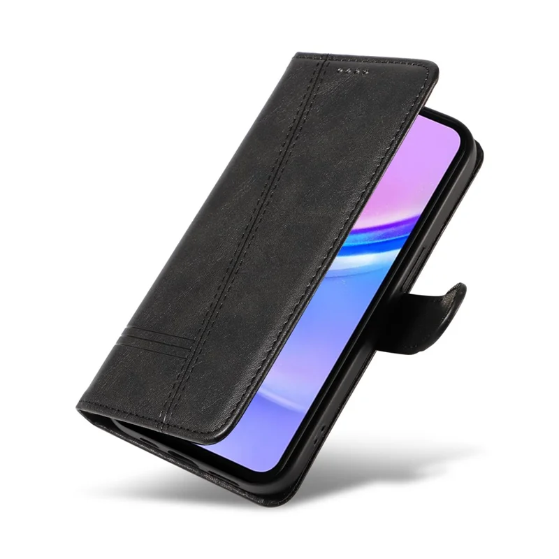 For Samsung Galaxy A17 5G / A17 4G / A26 5G / A16 5G / A16 4G Case Flip Wallet T-Shape Lines Leather Phone Cover - Black