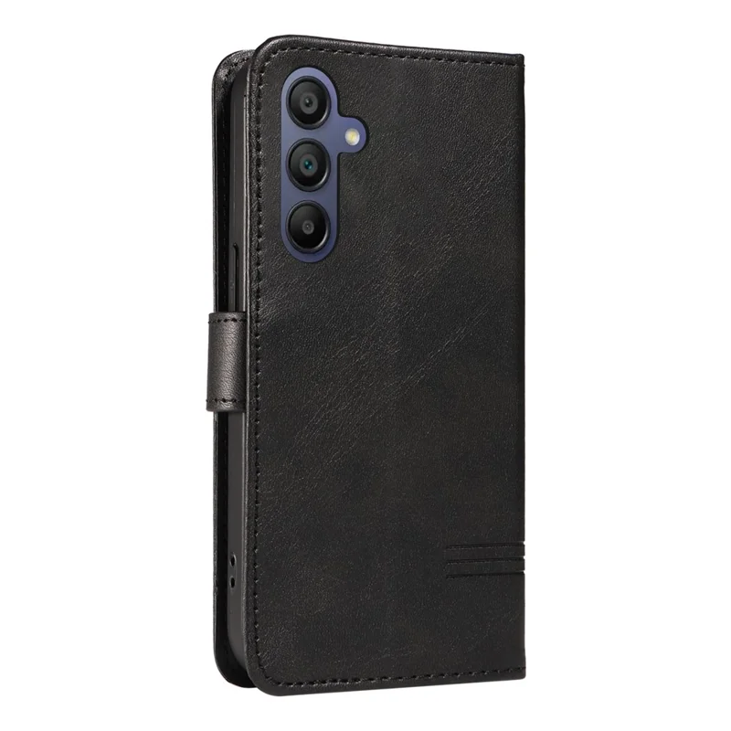 For Samsung Galaxy A17 5G / A17 4G / A26 5G / A16 5G / A16 4G Case Flip Wallet T-Shape Lines Leather Phone Cover - Black