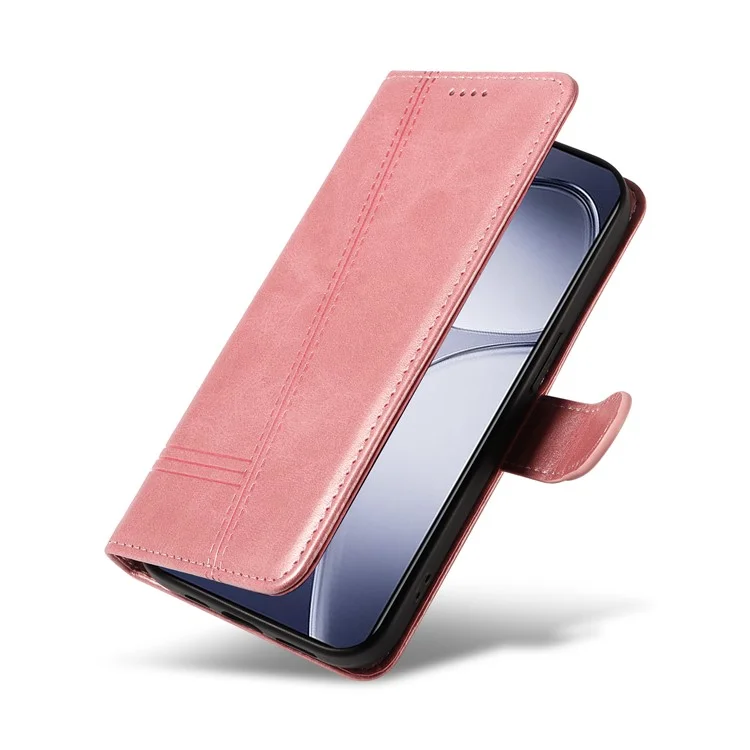 Für Xiaomi Redmi K70 Ultra Case Flip Wallet T-Shape Lines Leather Phone Cover - Rose Gold