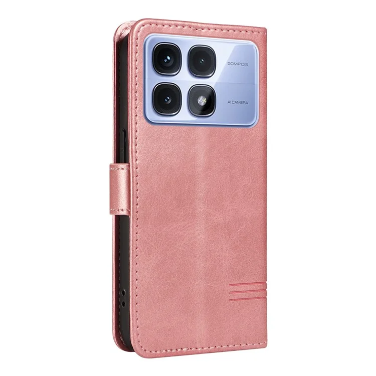 Für Xiaomi Redmi K70 Ultra Case Flip Wallet T-Shape Lines Leather Phone Cover - Rose Gold