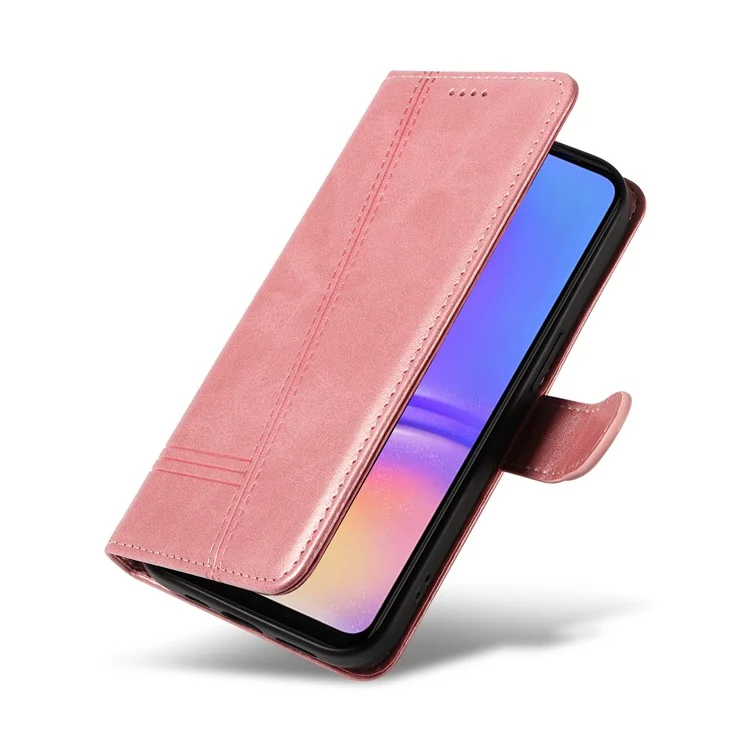 Para Samsung Galaxy A06 Case Flip Wallet T-Shape Lines Leather Phone Cover - Rose Gold