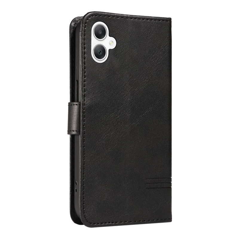 For Samsung Galaxy A07 4G / A06 5G / A06 4G Case Flip Wallet T-Shape Lines Leather Phone Cover - Black
