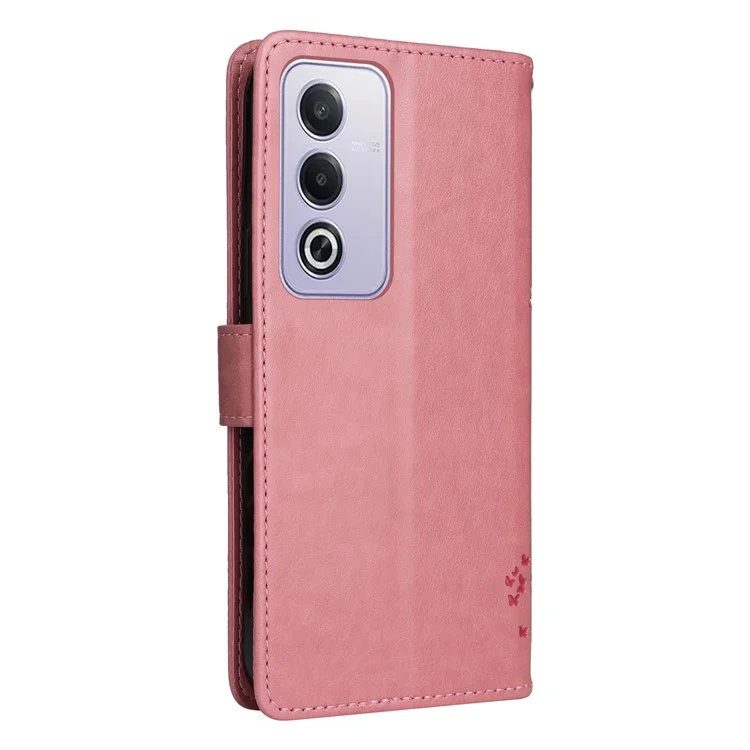 For Oppo A3 Pro (Global) 5G Phone Case with Stand Cat Tree Pattern Leather Wallet Mobile Cover - Pink