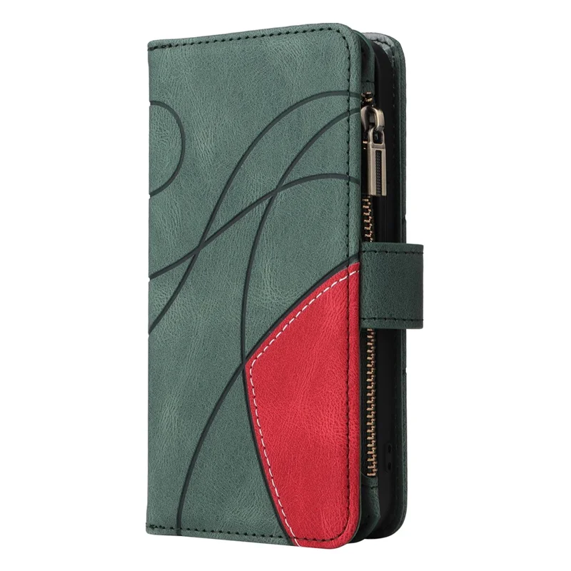 For Samsung Galaxy A17 5G / A17 4G / A26 5G / A16 5G / A16 4G Leather Case with Strap Zipper 9 Card Slot Phone Cover Stand - Green