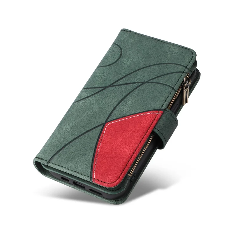 For Samsung Galaxy A17 5G / A17 4G / A26 5G / A16 5G / A16 4G Leather Case with Strap Zipper 9 Card Slot Phone Cover Stand - Green