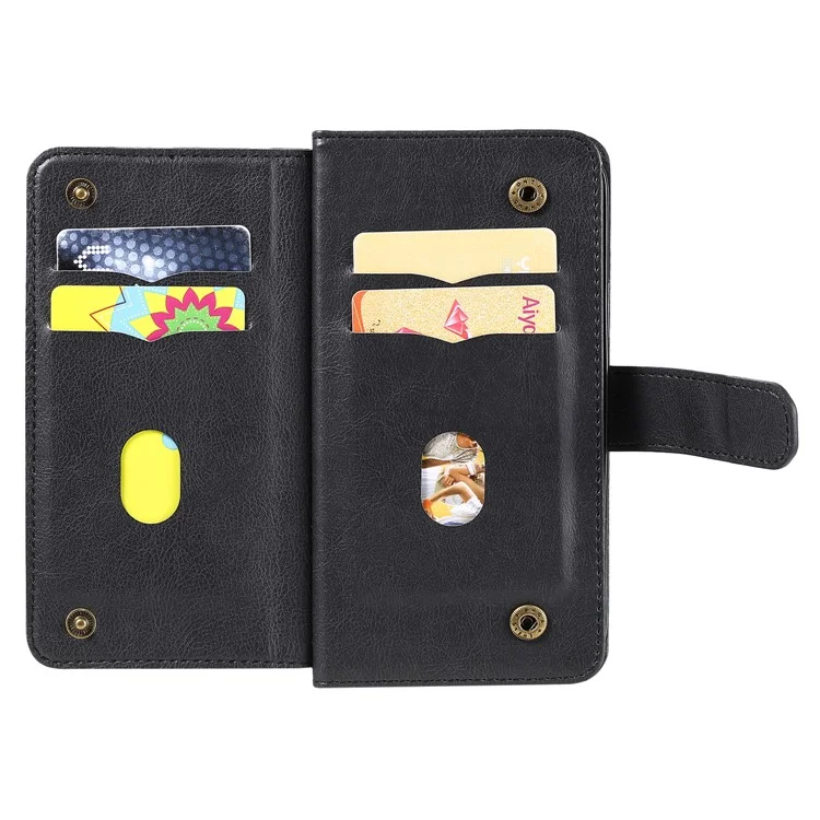 KT Multi-Functional Series-1 For Samsung Galaxy A16 5G / A16 4G Case 10 Card Holder Leather Phone Cover Stand - Negro