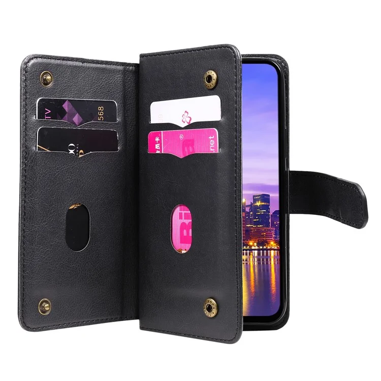 KT Multi-Functional Series-1 For Samsung Galaxy A16 5G / A16 4G Case 10 Card Holder Leather Phone Cover Stand - Negro