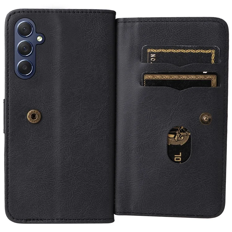 KT Multi-Functional Series-1 For Samsung Galaxy A16 5G / A16 4G Case 10 Card Holder Leather Phone Cover Stand - Negro