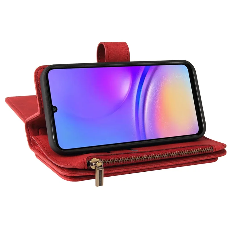 KT Multi-Functional Series-2 Per Custodia per Telefono Samsung Galaxy A06 Portafoglio con Zip in Pelle con Supporto - Rosso