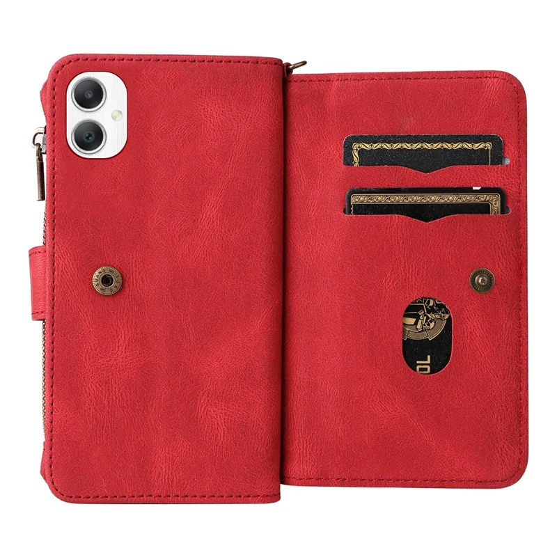 KT Multi-Functional Series-2 Per Custodia per Telefono Samsung Galaxy A06 Portafoglio con Zip in Pelle con Supporto - Rosso