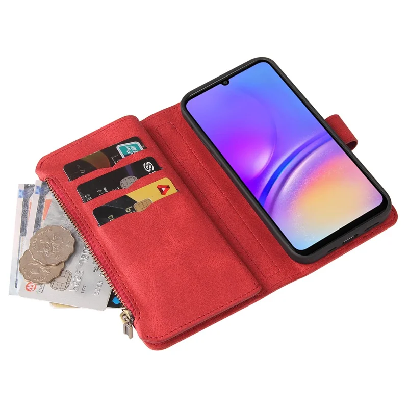 KT Multi-Functional Series-2 Per Custodia per Telefono Samsung Galaxy A06 Portafoglio con Zip in Pelle con Supporto - Rosso
