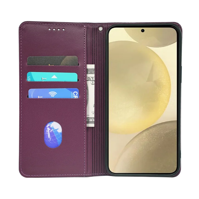 For Samsung Galaxy A16 5G / A16 4G Case Four-Leaf Clover Leather Flip Phone Cover Stand Wallet - Dark Purple
