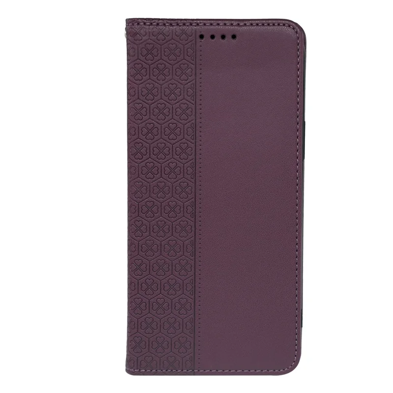 For Samsung Galaxy A16 5G / A16 4G Case Four-Leaf Clover Leather Flip Phone Cover Stand Wallet - Dark Purple