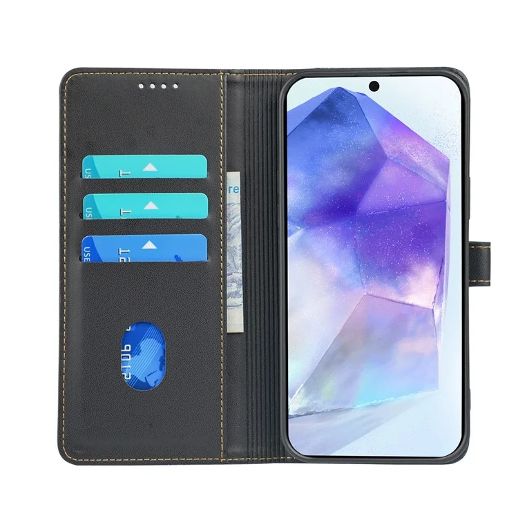 Для Samsung Galaxy A16 Case Magnetic Clasp с Четырьмя Листьями Clover Leather Phone Cople - Черный