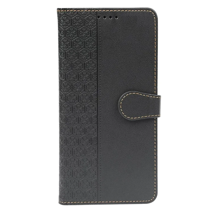 Для Samsung Galaxy A16 Case Magnetic Clasp с Четырьмя Листьями Clover Leather Phone Cople - Черный