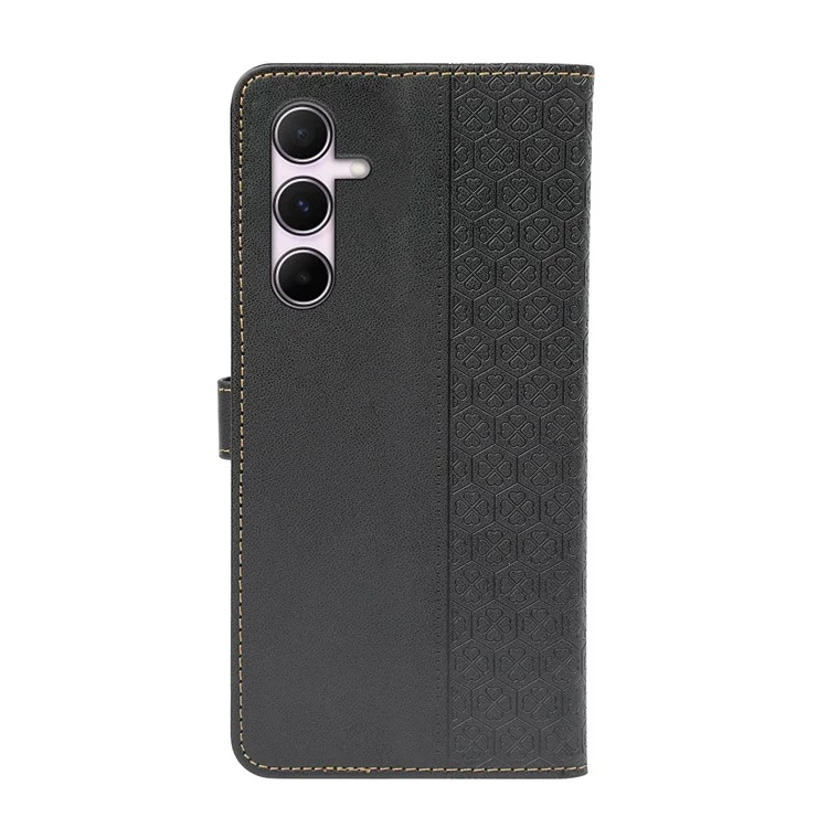 Для Samsung Galaxy A16 Case Magnetic Clasp с Четырьмя Листьями Clover Leather Phone Cople - Черный