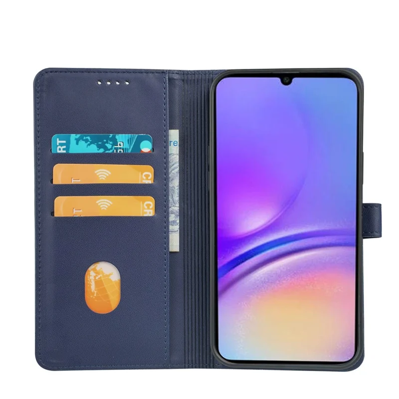 For Samsung Galaxy A06 4G Case Magnetic Clasp Four-Leaf Clover Leather Phone Cover - Blue