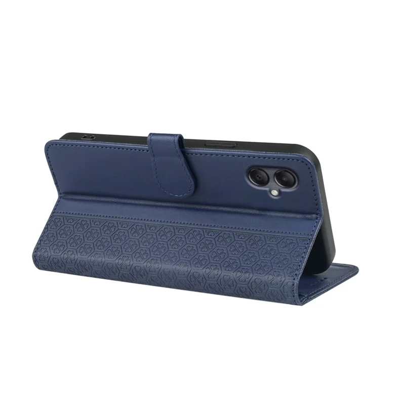 For Samsung Galaxy A06 4G Case Magnetic Clasp Four-Leaf Clover Leather Phone Cover - Blue